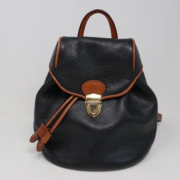 Vintage Y2K Etienne Aigner Leather Small Backpack Purse Black Convertible Strap - Picture 1 of 6